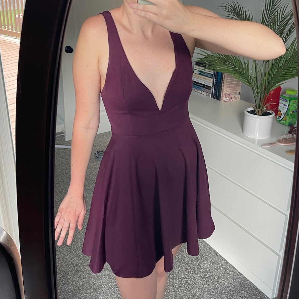 Raise A Toast Skater Dress in Plum
